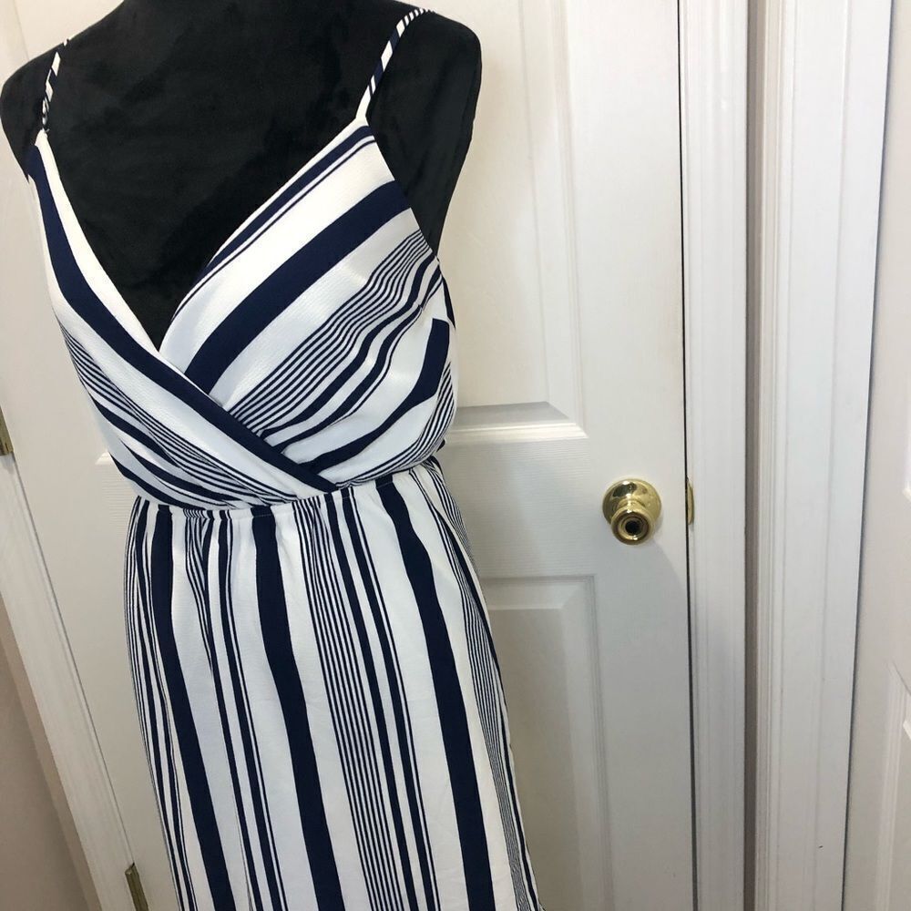 Monteau mini navy blue and white summer sun dress size small - Picture 2 of 12